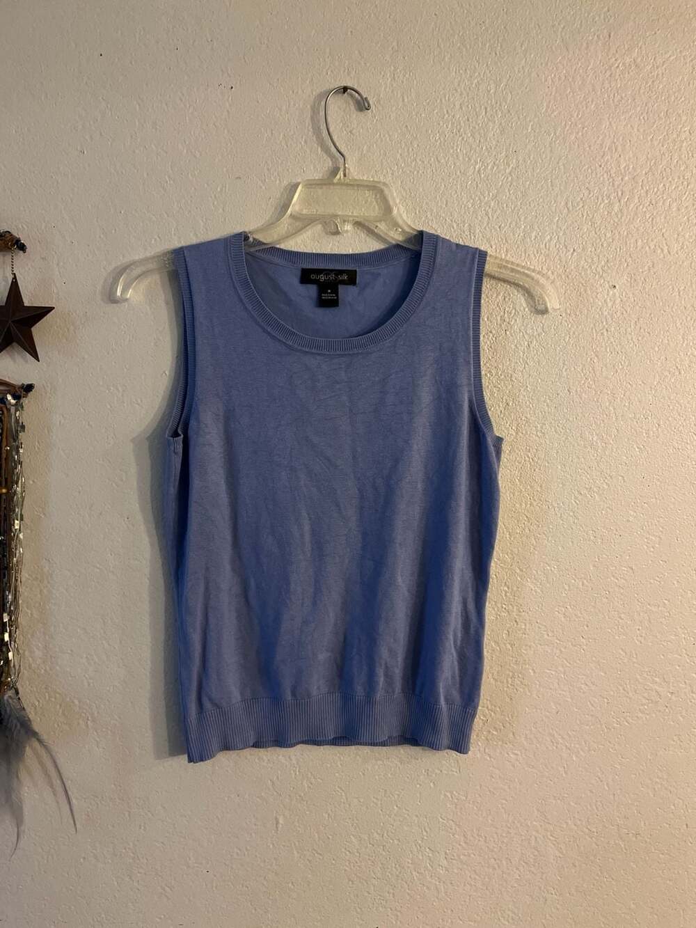 August Silk Periwinkle Blue Sleeveless Knit Sweater Shell